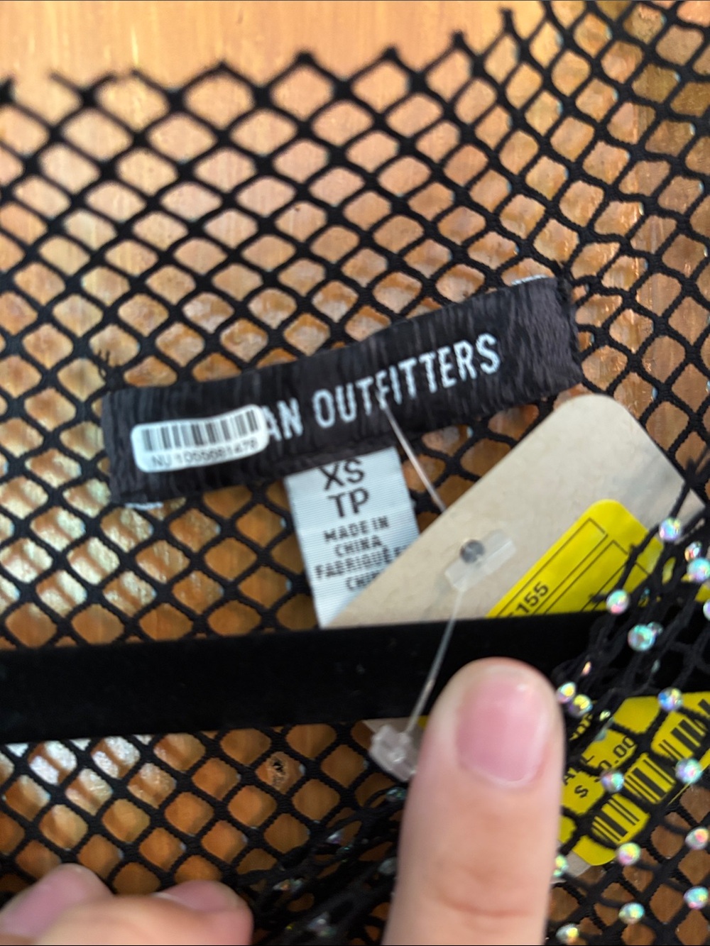 Urban Outfitters Black Rhinestone Mesh Slip Dress - Picture 2 of 6